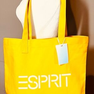 ESPRIT Vintage Throw-back Style 90's Yellow Canvas Tote Bag NWT Authentic